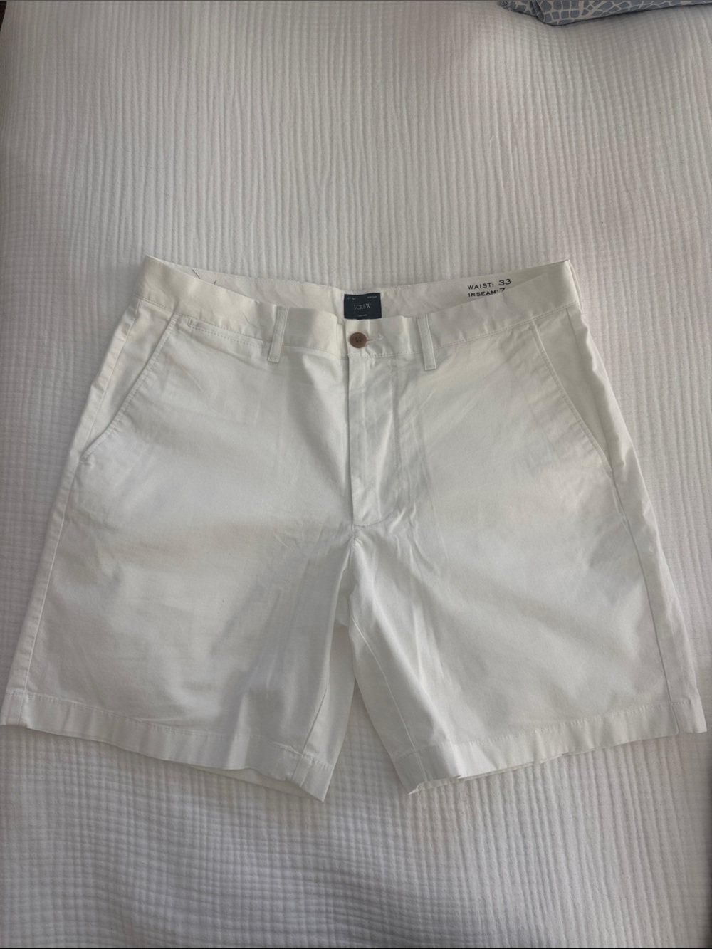 J. Crew Men’s White Flat-Front Cotton Shorts